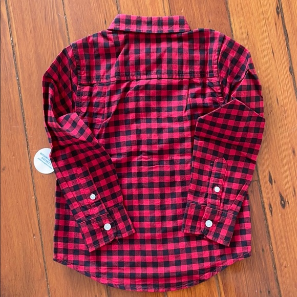 NWT! Toddler Boys Red/Black Gingham Button Down - Picture 4 of 4